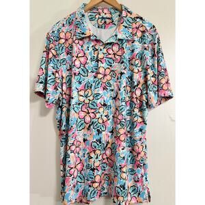 Chubbies Polo Mens XXL Shirt Watercolor Flower Stretch Floral Golf Polo Preppy